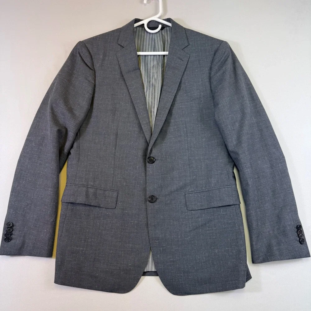 Banana Republic Blazer Mens 40R Grey Slim Fit Marzotto Italian Fabric Sport Coat